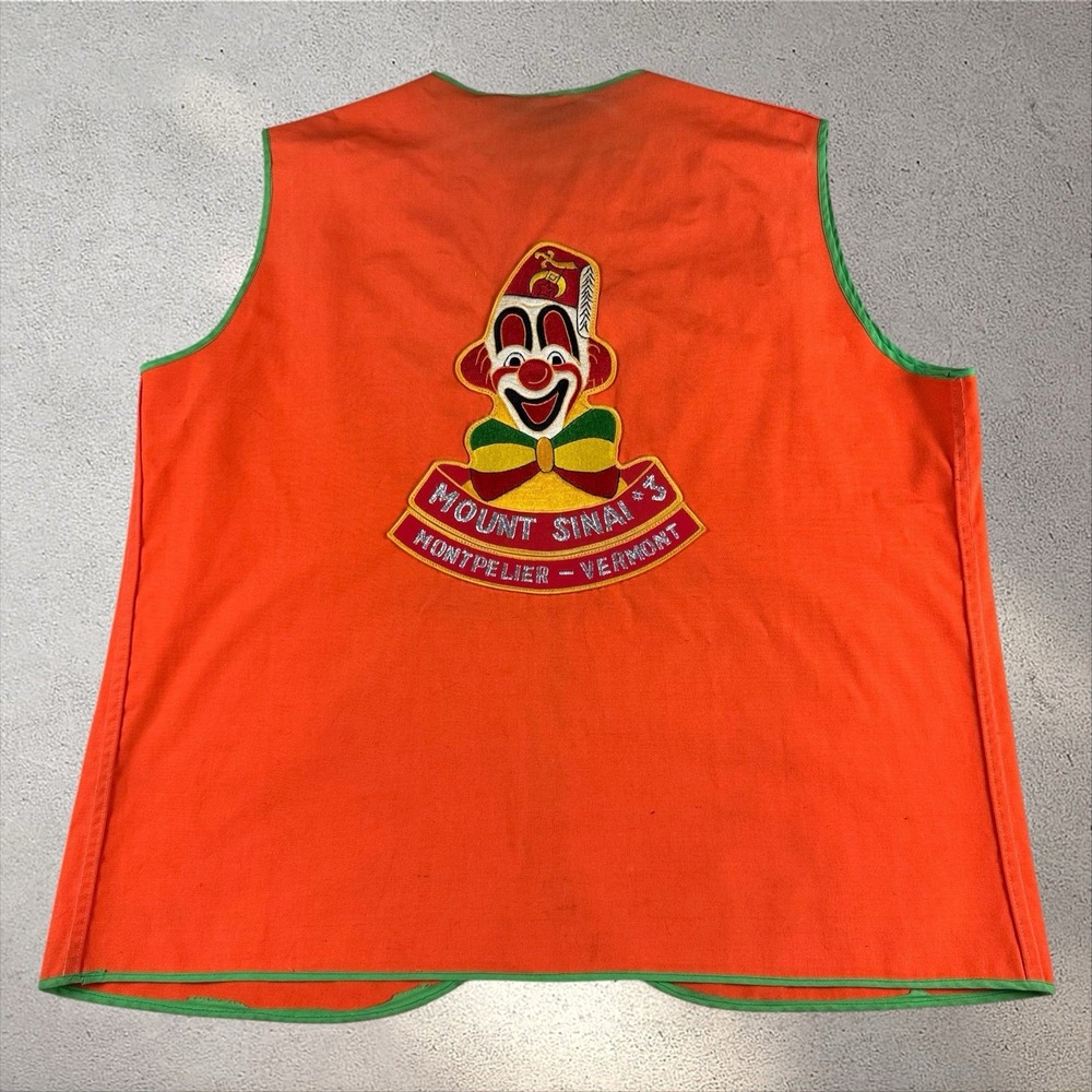 Lot 2 Vintage Shriner Clown Vests 70s 80s Montpelier VT Pins Mason Mount Sinai